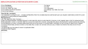 Cover letter tips & tricks. Data Entry Clerk Application Letters