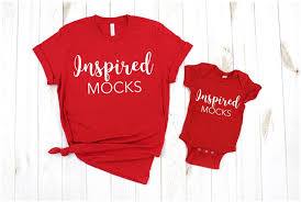 Mommy And Me Mockup Bella Canvas 3001 Red Tshirt Mockup Red Onesi Mockup Baby Bodysuit Mock Up Baby Bodysuit Red Tshirt Mommy And Me