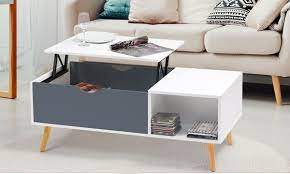 table basse fjola en bois avec plateau relevable et rangement interieur table basse table basse plateau rangement interieur
