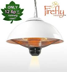 Firefly 2 1kw Ceiling Mounted White Electric Halogen Outdoor Patio Heater Three Heat Settings With Remote Control Patio Heater Patio Garden Power Tools