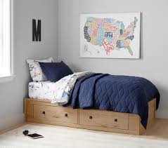 Contemporary queen platform bed with footboard storage. Charlie Storage Platform Bed Pottery Barn Kids