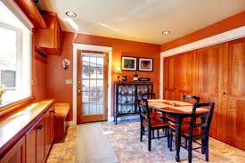 Orange dining room ideas terrys fabrics. Cozy Bright Kitchen Room With Dining Area Stock Photo Image Of Clean Ceiling 37367336