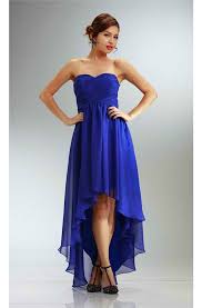 Fashion High Low Strapless Royal Blue Chiffon Bridesmaid Prom Dress Royal Blue Bridesmaid Dresses Royal Blue Prom Dresses Prom Dresses Blue