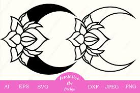 Download Floral Moon Svg Cut File Crescent Moon Mandala Silhouette 558179 Cut Files Design Bundles