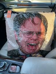 The Office-Michael Scott throw pillow Changes from gold to Michael Scott  Had for awhile, never used