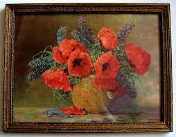 Signed lower right 'm streckenbach'. His Lovely Print Is By The Mid Century Artist Max Streckenbach It Is A Gorgeous Study Of Poppies Paired Poppy Painting Antique Art Prints Art Prints For Sale
