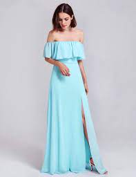 Retrouvez une délicieuse robe de demoiselle d'honneur bleu qui met en avant {votre} forme. Robe Demoiselle D Honneur Boheme Epaule Denudee Longue Mousseline Bleu Ciel