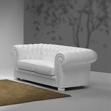 Canapés 2 à 4 places blanc. Canape Chesterfield 2 Places En Cuir Blanc Kasalinea