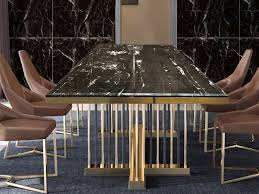 The beautiful rectangular dining table top has all the beauty you expect from genuine glossy marble, the veins and subtle colors unique to your table. Marble Dining Table Set Stainless Steel Leg Customized 10 Seater Marble Dining Table