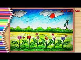Draw a straight, horizontal line to outline the bottom of the patch. How To Draw A Beautiful Flower Garden Easily Easy And Simple Flower Garden Drawing For Kiddies Youtube