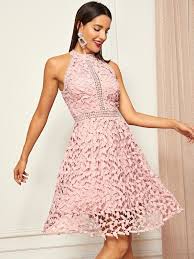 Halter Neck Lace Skater Dress Party Dresses Party Dresses For Girls Cheap Party Dresses Desig Sleeveless Short Dress Summer Fashion Dresses Lace Skater Dress