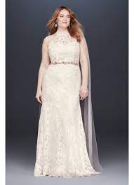 Lace High Neck Halter Plus Size Wedding Dress David S Bridal High Neck Wedding Dress Wedding Dresses Plus Size Davids Bridal Wedding Dresses