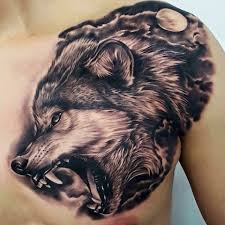 Pin By Tam Knightz On Animal Tattoo Wolf Tattoos Chest Tattoo Wolf Cool Chest Tattoos