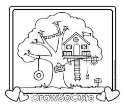 Each printable highlights a word that starts. Tree House Coloring Page Draw So Cute