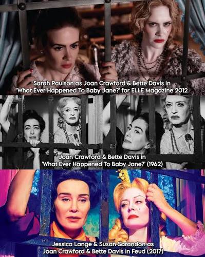 Sarah Paulson as Joan Crawford & Bette Davis in 'What Ever Happened To Baby  Jane?' (1962) for ELLE Magazine in February 2012, shot by Carter Smith.  This was a part of Ryan