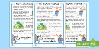 From it is derived the english idiom to cry wolf, defined as to give a false alarm in brewer's dictionary of phrase and fable and glossed by the oxford english dictionary as meaning to make false claims. Cry Wolf Story Differentiated Reading Sheets Aesop S Fable