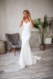 Tight Wedding Dress Crepe Sleek Silhouette Minimalist Bridal Gown Georgie In 2020 Tight Wedding Dress Wedding Dresses Bridal Dresses