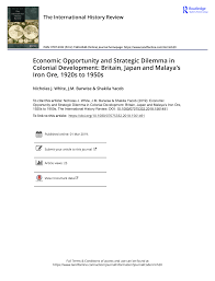 Check spelling or type a new query. Pdf Economic Opportunity And Strategic Dilemma In Colonial Development Britain Japan And Malaya S Iron Ore 1920s To 1950s