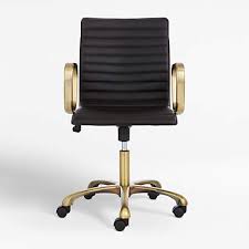 Shop for black leather chair online at target. Ripple Black Leather Office Chair With Brass Frame Reviews Crate And Barrel