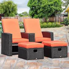 Giantex 3pcs Patio Furniture Reclining Recliner Set Adjustable Backres Northern Lights Markeplace Modern Outdoor Furniture Outdoor Patio Decor Patio Decor