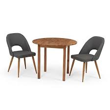 Oscar natural solid oak 3ft dining table with 2 oscar benches and 2 oscar dining chairs. Solid Oak Round 90cm Drop Leaf Extending Dining Table 2 Dark Grey Faux Leather Dining Chairs The Furniture Mega Store