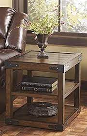 Amazon Com Signature Design By Ashley Brown Rectangular End Table Kitchen Dining Rustic End Tables Living Room End Tables Modern Side Table