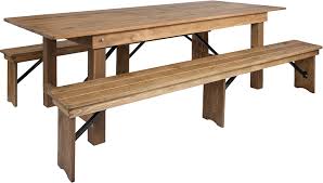 Wide and stands 27 in. Buy Hercules Series 8 X 40in Antique Rustic Folding Farm Table Two Bench Set In Orlando