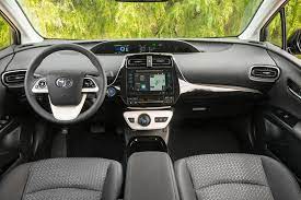 The interior is upgraded with faux leather. 2021 Toyota Prius Prime Review Trims Specs Price New Interior Features Exterior Design And Specifications Carbuzz
