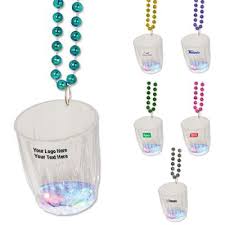 Personalized 2 Oz Light Up Flashing Shot Glass With Bead Necklace