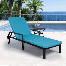 Out of stock quick view. Amazon Com Aecojoy Adjustable Outdoor Chaise Lounge Chair Rattan Wicker Patio Lounge Chair For Outdoor Patio Beach Pool Backyard Lounge Chairs With Cushion And Wheels Black Garden Outdoor
