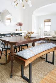 The dining table has four straight legs and a rectangular tabletop. Diy Modern Bench Cushion With Leather Straps Francois Et Moi