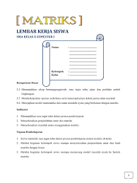 Kegiatan deskripsi kegiatan waktu pendahuluan guru membuka pelajaran dengan 10 menit mempersilahkan sketua kelas untuk memimpin doa guru menanyakan materi sebelumnya tentang rumus turunan fungsi yang sudah dikuasai siswa guru. Lkpd Matriks Fix