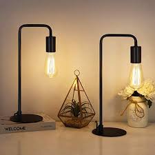 Haitral Industrial Table Lamps Vintage Nightstand Lamps Set Of 2 Bedside Lamps For Bedroom Office In 2020 Industrial Table Lamp Black Bedside Lamps Nightstand Lamp