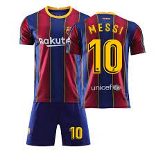 Barcelona 10 Messi Home Soccer Jersey Short Set 2020 2021 Onestopsoccer Com
