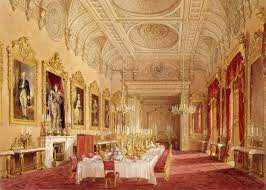 Although not as large as the ballroom, the state dining room of buckingham palace can seat up to 170 guests when the queen hosts her state dinners. Douglas Morison 1814 1847 The State Dining Room Buckingham Palace
