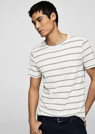 Camiseta Algodon Rayas Hombre Mango Man Mexico Cizgili Tisort Tisort Moda