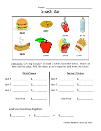 Differentiated money worksheets and so many fun learning money activities to teach kids how to count coins including counting dimes, nickles, and pennies. Snack Bar Money Worksheet Have Fun Teaching