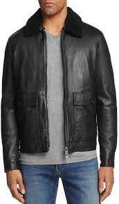 Boss Hugo Boss Leather Shearling Collar Bomber Jacket 100 Exclusive Men Bloomingdale S Bomber Jacket Leather Jacket Men Men S Leather Jacket