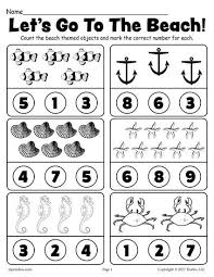 Beach Themed Counting Worksheet Preschool Counting Worksheets Preschool Counting Counting Worksheets