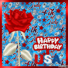 Customize this happy 4th of july greeting card features a hand drawn stylized american flag with stars and fireworks on a blue background. Happy 4th Of July Happy Birthday Usa Picmix
