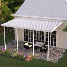 Ontario patio covers talks about aluminum patio awnings. Integra 20 Ft X 10 Ft White Aluminum Attached Solid Patio Cover With 4 Posts 20 Lbs Live Load 1252006701020 The Home Depot