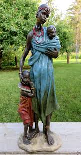 African Figurine 14 In Ornament Statue Mother With Children Polyresin Figurine African American Figurines African Figurines African American Art