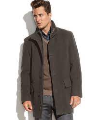 Men's classic melton top coat with faux leather details. Wool Blends Clothing Shoes Jewelry Cole Haan Signature Mens Car Coat Jacket