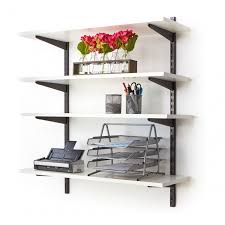 Black side.three stationary glass shelves included.part of a series.this furniture must be secured to.great shelflouisnot difficult to assemble4. Office Wall Mounted Shelving Kits In Black 900mm Wide Melamine Shelves Office Education From Bigdug Uk