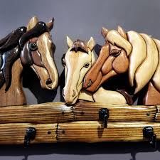 Horse Three Horses Key Holder Intarsia Scroll Saw Pattern Wood Intarsia Pdf  Pattern Digital Pattern