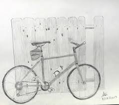 Bike Leaning On A Fence Sketch Book Drawings