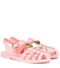 May 05, 2021 · gucci rubber logo platform slide sandal gucci rubber slide sandals luckily, plenty of brands have made their own takes on the trendy shoe — varying silhouettes, colors, materials, heel height, and more. Gucci Crystal Embellished Jelly Sandals In Pink Lyst