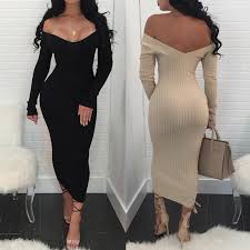 Off Shoulder Long Sleeve Maxi Bodycon Dress Tight Dresses Dressy Outfits Body Con Dress Outfit