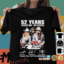 Zz top is an american rock band formed in 1969 in houston, texas. 52 Years 1969 2021 Zz Top Thank You For The Memories Signatures Shirt Hoodie Sweater Long Sleeve And Tank Top