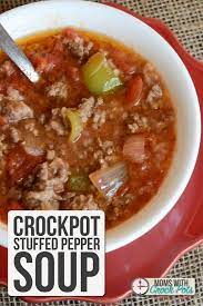 Crockpot Stuffed Pepper Soup Recipe Recipe Crockpot Stuffed Peppers Slow Cooker Dinner Stuffed Peppers